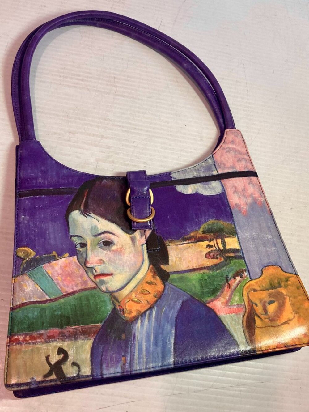 Jeon Los Angeles Leather Painted Shoulder Bag 11 x 7.5,